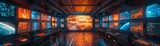 Temporal Rift Observatory, SciFi, Interior Photography, Time Disturbance Monitor Environment , vivid colors