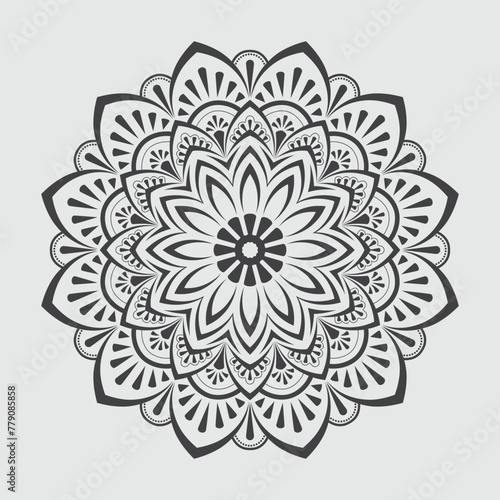 Black and white mandala ornamental pattern, floral mandala ornament