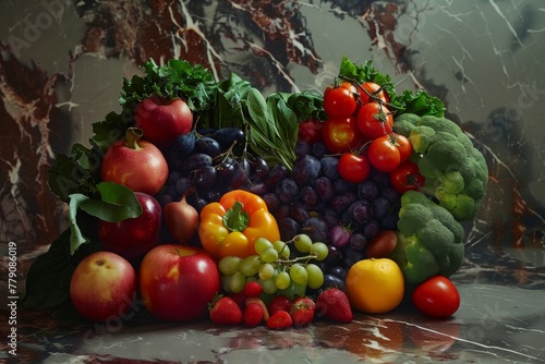 Lush still life with fruits and vegetables