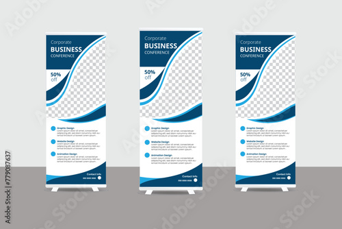 Modern abstract business roll up banner design template vector