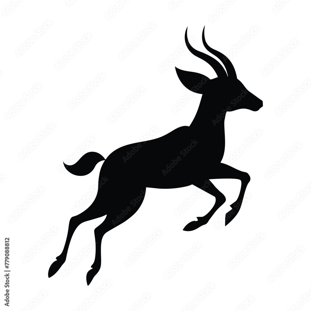 Fototapeta premium silhouette of a antelope on white