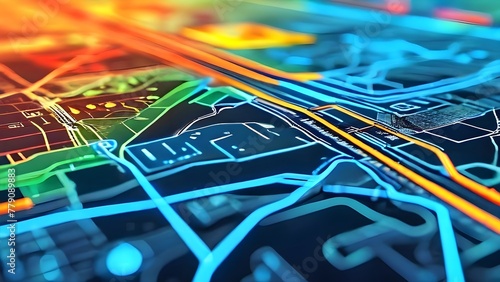 urban transit map in vibrant color