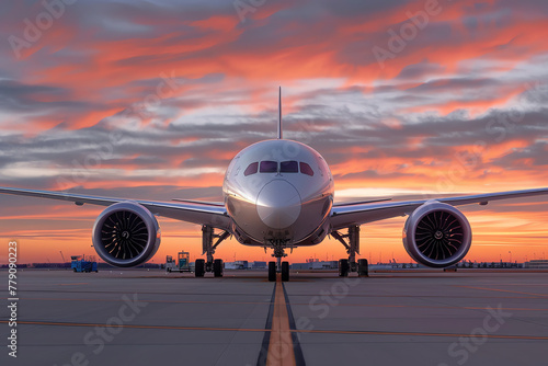 Elegant Airliner in Fiery Sunset Magnificence