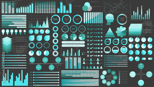 Set of infographic elements data visualization vector design template. Collection for timeline, marketing icons, info graphics, options, business process, workflow, diagram. 10 EPS	