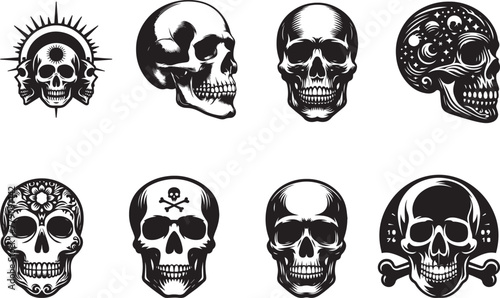 Skull Bone Silhouettes Skull Bone EPS Vector Skull Clipart