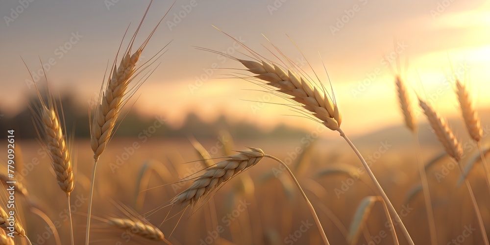 Fototapeta premium cereals field approaching ears closeup on summer day
