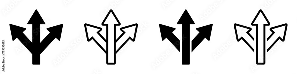 Choice vector icons set. Alternate Route line and filled flat Symbol collection Choice vector icons set. Alternate Route line and filled flat Symbol collection