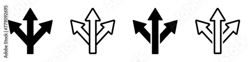 Choice vector icons set. Alternate Route line and filled flat Symbol collection