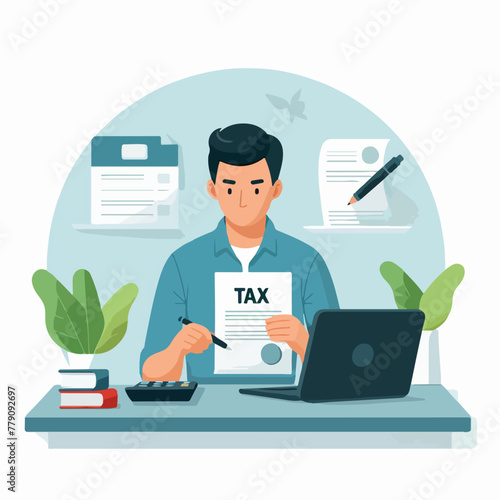 Accountant man auditing tax payment
