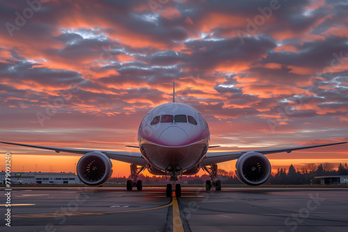 Elegant Airliner in Fiery Sunset Magnificence