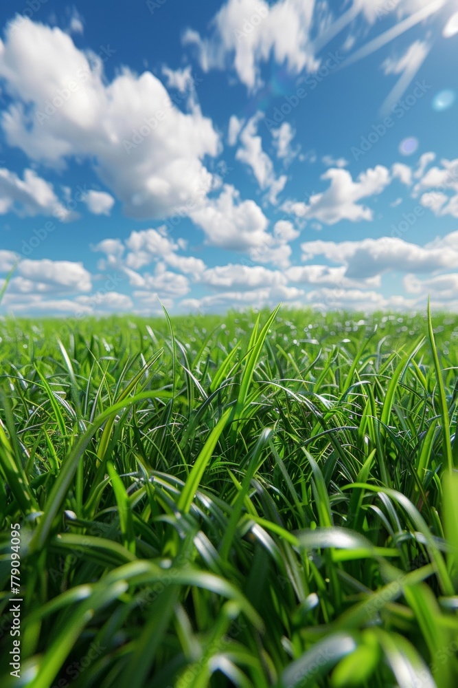 Obraz premium Clean grass, low Angle shooting, wide Angle lens, 