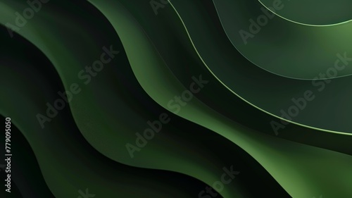 green gradient, curved shape, black background, 3d render, simple shapes,