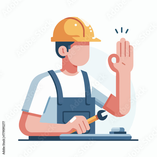 handyman with wrench in flat design illustration