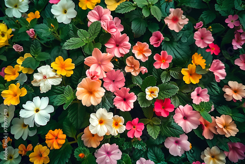 Lush primroses in a vibrant floral display
