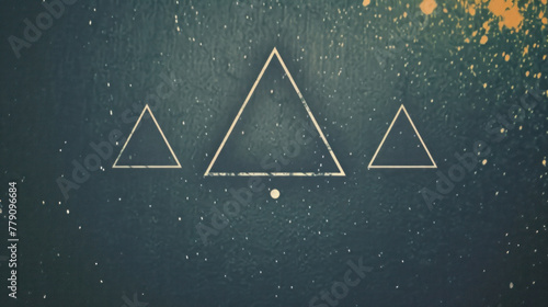 Abstract Poster design of Triangle shapes on worn gradient background, grunge, grain effect
