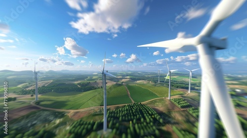 The Wind Turbines Over Fields