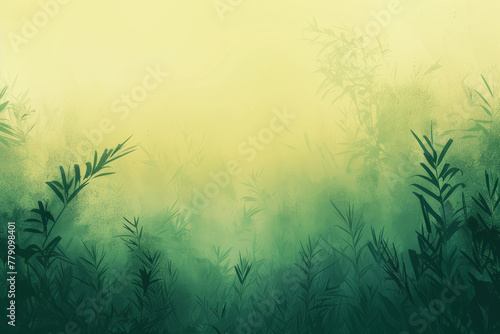 A lush green field with a yellow background