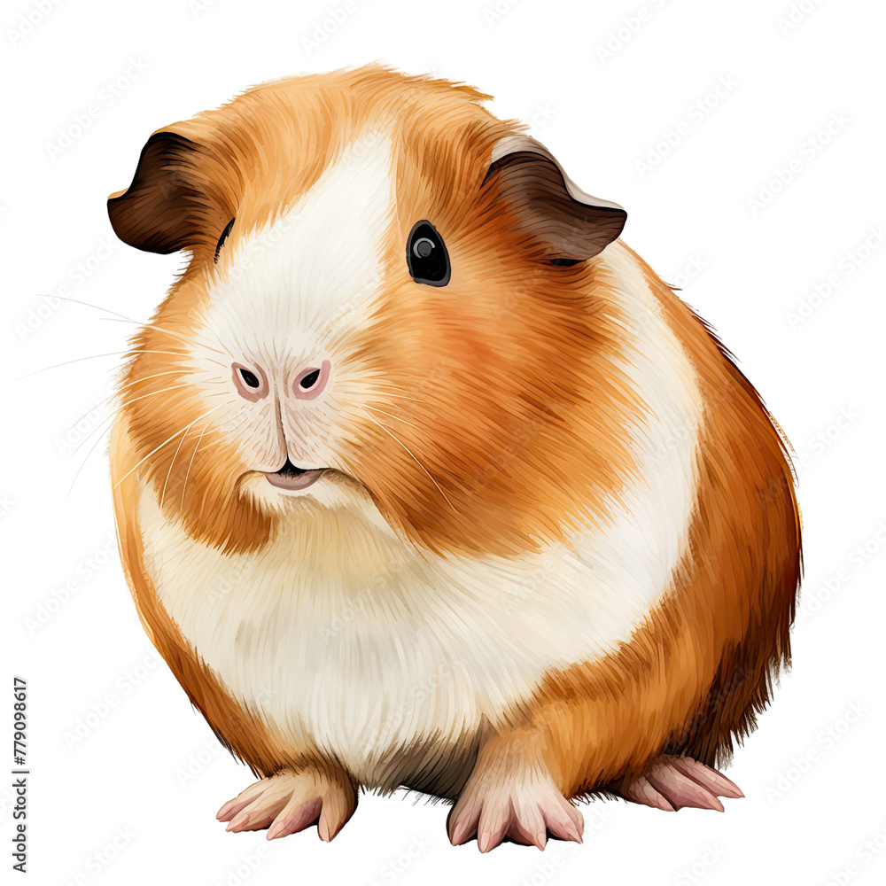 AI-generated watercolor cute brown and white Guinea Pig clip art illustration. Isolated elements on a white background. AI-generated watercolor cute brown and white Guinea Pig clip art illustration. Isolated elements on a white background.