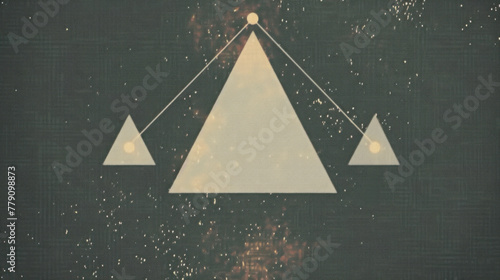 Abstract Poster design of Triangle shapes on worn gradient background, grunge, grain effect