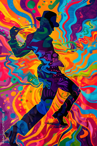 Rhythmic Symphony: Dance Silhouette against a Canvas of Colors