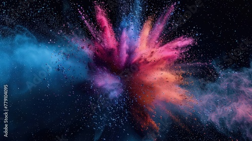 explosion of colorful powder on black background 