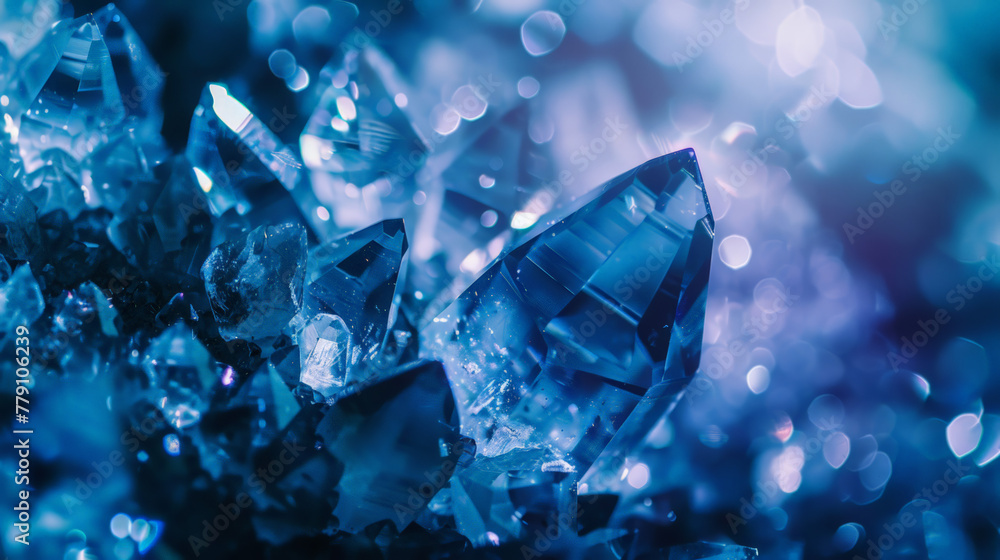 abstract background with triangles, crystals, blue abstract background with triangles, crystals, blue
