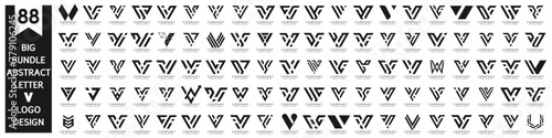 collection abstract letter V logo design. modern logotype V design with black color. vector illustration