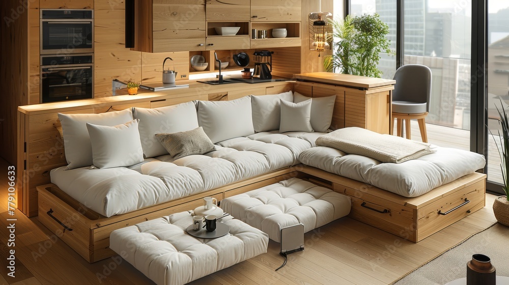 Compact Living Spaces: Photograph multifunctional furniture, space