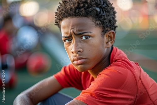 Focused Young Athlete Contemplating Before Game © Luismartin_fit