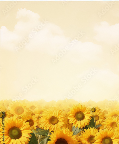 Sunflowers in a field, a summer scene.
