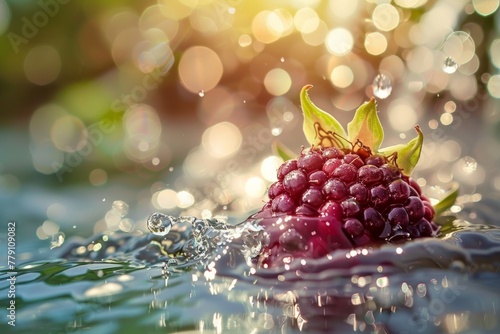 Sun-Kissed Raspberry Floating in Sparkling Water