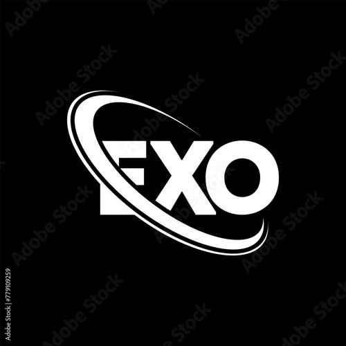 EXO logo. EXO letter. EXO letter logo design. Initials EXO logo linked with circle and uppercase monogram logo. EXO typography for technology, business and real estate brand.