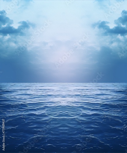 Vast, calm ocean under a serene sky.
