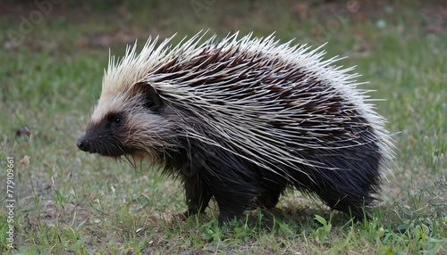 A Porcupine With Its Fur Matted From Rain
