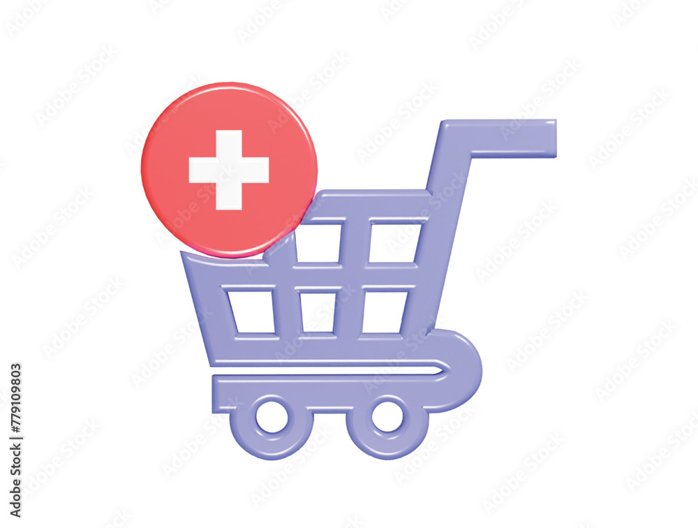Shoping cart icon 3d render illustration Shoping cart icon 3d render illustration