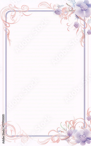 Delicate floral frame in shades of purple and pink.
