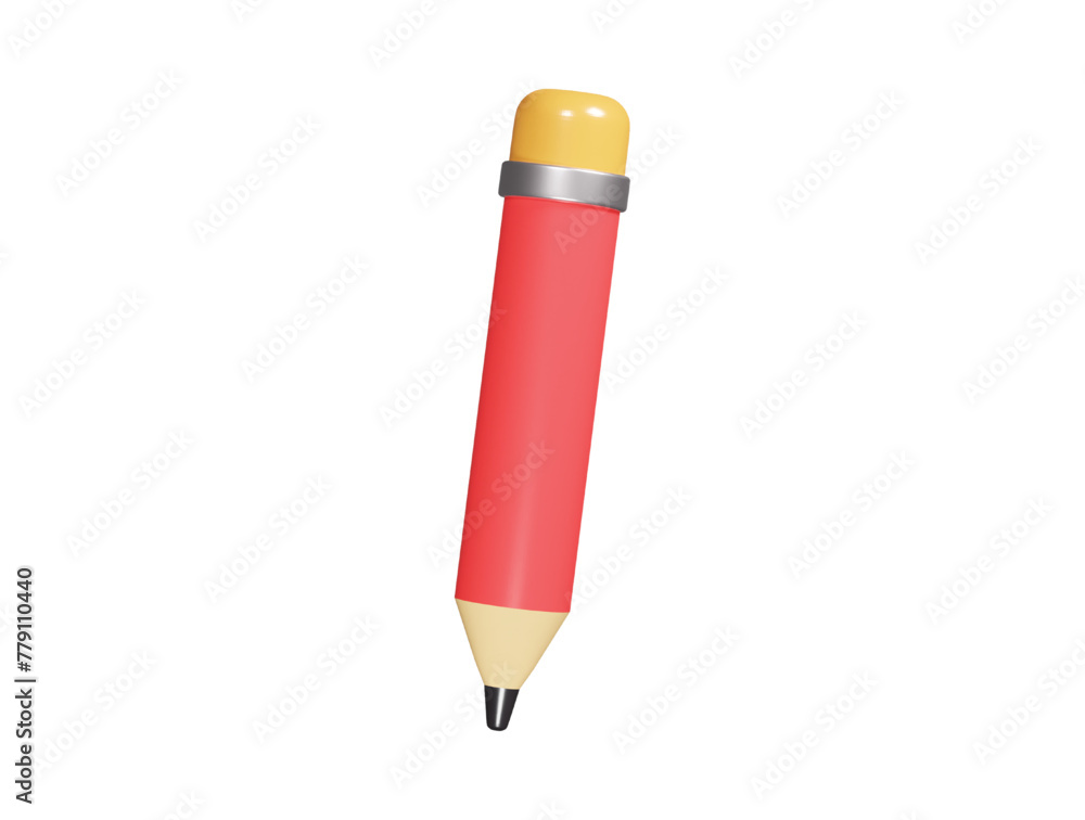 Pencil icon 3d render illustration Pencil icon 3d render illustration