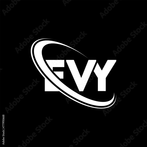 EVY logo. EVY letter. EVY letter logo design. Initials EVY logo linked with circle and uppercase monogram logo. EVY typography for technology, business and real estate brand. photo