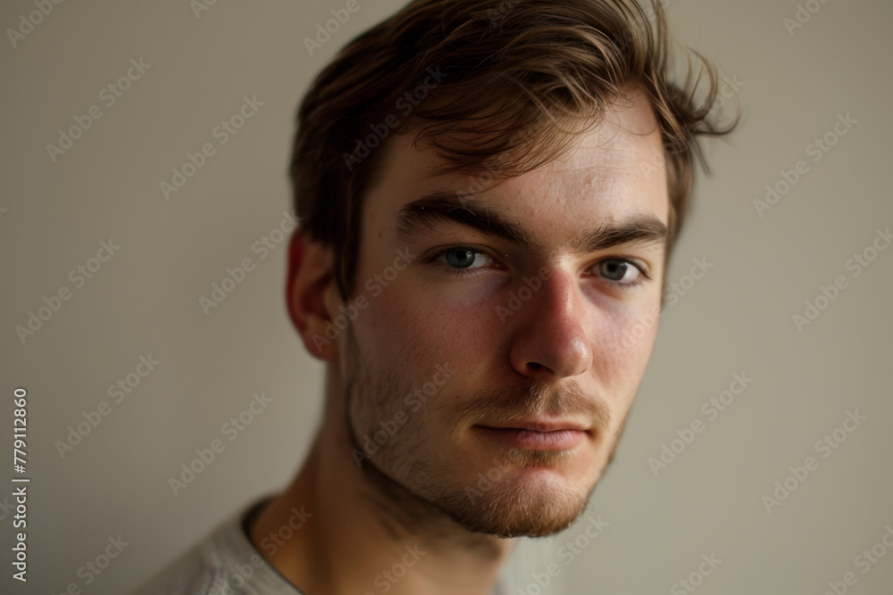 A close up of a man 's face with a beard A close up of a man 's face with a beard