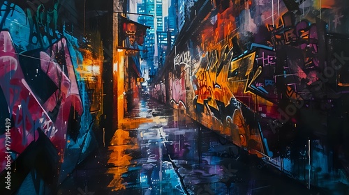 Cultural Mosaic: Graffiti Alley Exploration./n