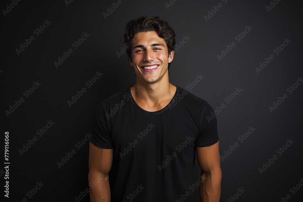 A man is smiling and wearing a black shirt A man is smiling and wearing a black shirt