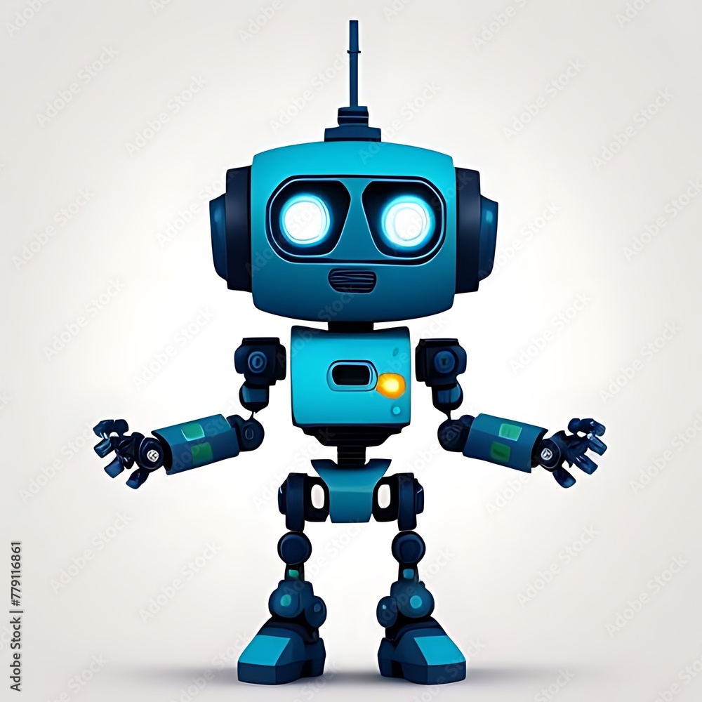 Cartoon Style Blue Robot Character in action Ninja Robots AI Robot Concept Art Model Cartoon Style Blue Robot Character in action Ninja Robots AI Robot Concept Art Model