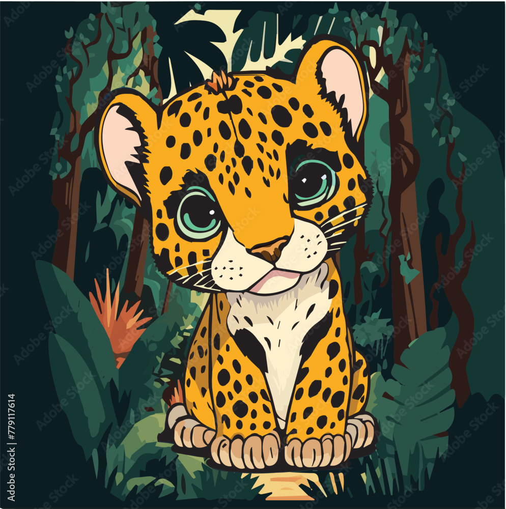 Baby Jaguar Vector Design Sticker  