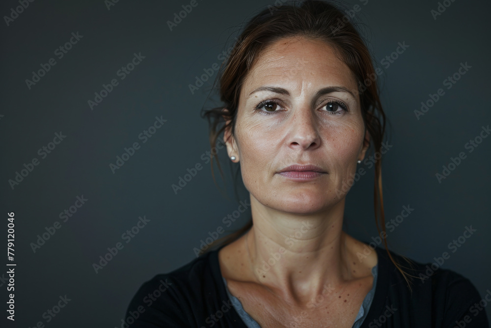 A woman with a serious look on her face A woman with a serious look on her face