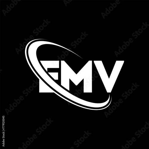 EMV logo. EMV letter. EMV letter logo design. Initials EMV logo linked with circle and uppercase monogram logo. EMV typography for technology, business and real estate brand.