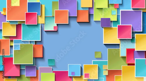 Colorful Squares Floating on Blue Background © wayne