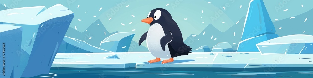 Naklejka premium penguin on an ice floe.