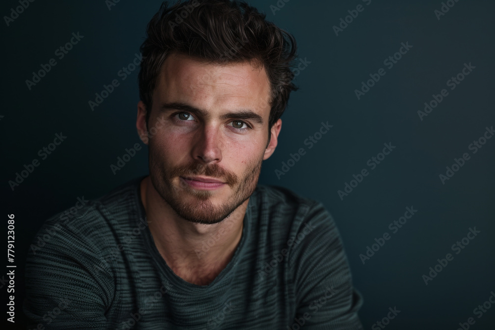 A man with a beard is looking at the camera