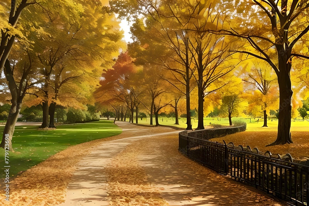 Naklejka premium a beautiful park in autumn