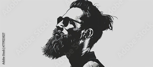 Wallpaper Mural A monochrome photography capturing a man with a beard and sunglasses, evoking a sense of mystery and coolness through his jawline and gestures Torontodigital.ca